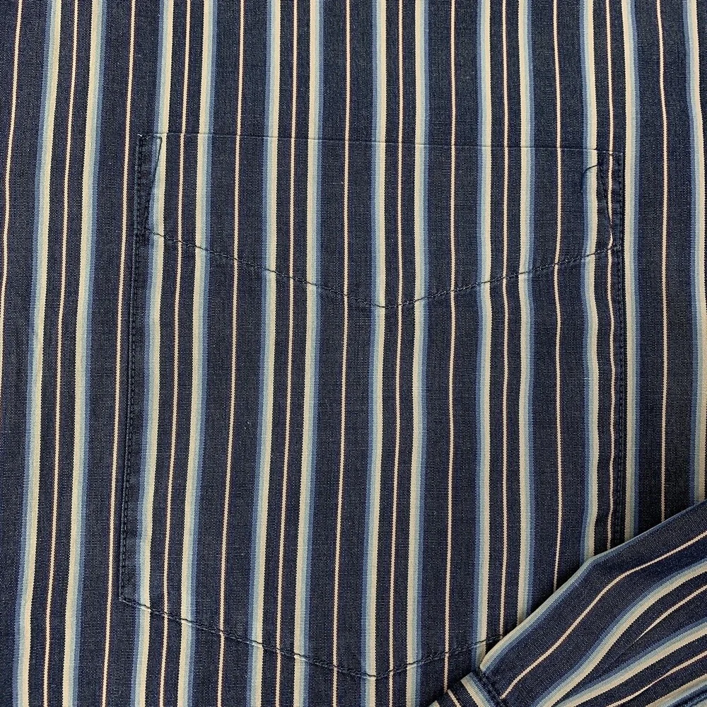 Banana Republic Men's Large Slate Blue Striped Long Sleeve Button Front Shirt